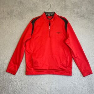 Callaway Golf Pullover Mens L Red Black Quarter Zip Long Sleeve Athletic